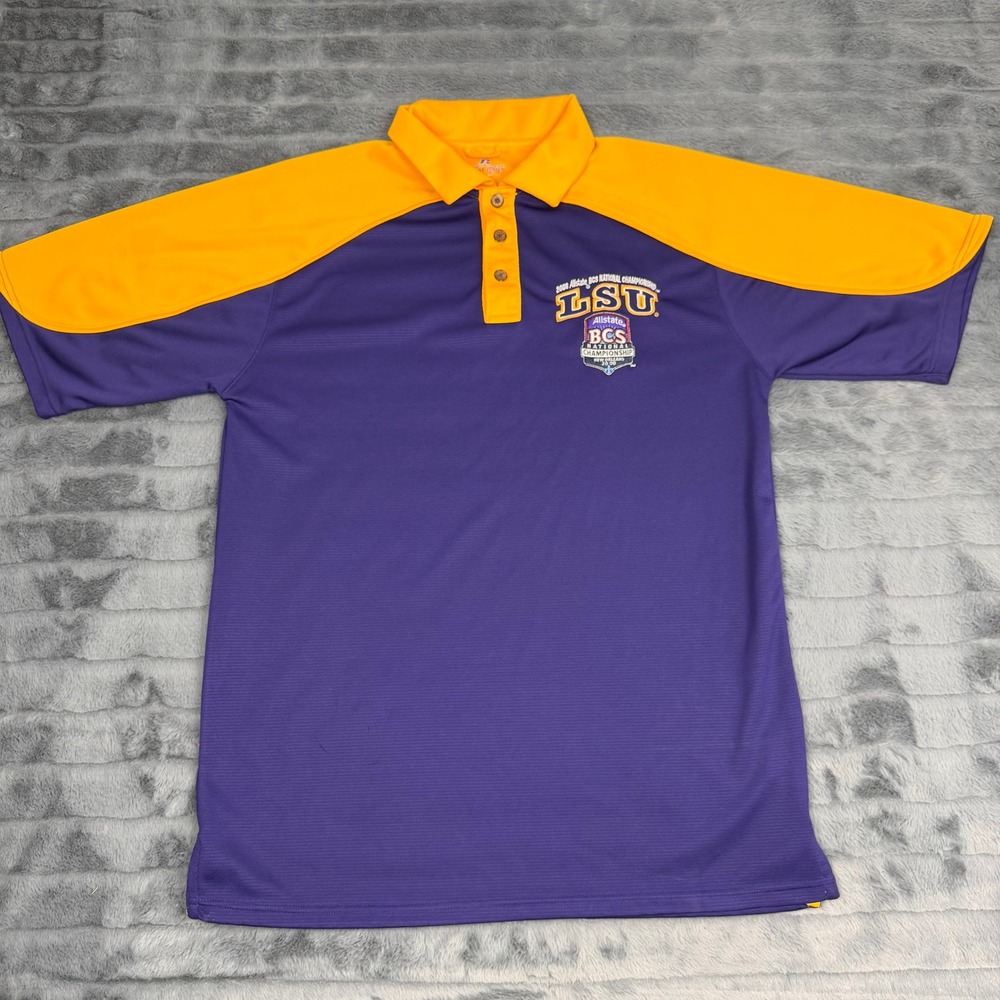 Russell Athletic LSU Tigers 2008 BCS National Championship Polo Shirt Mens M